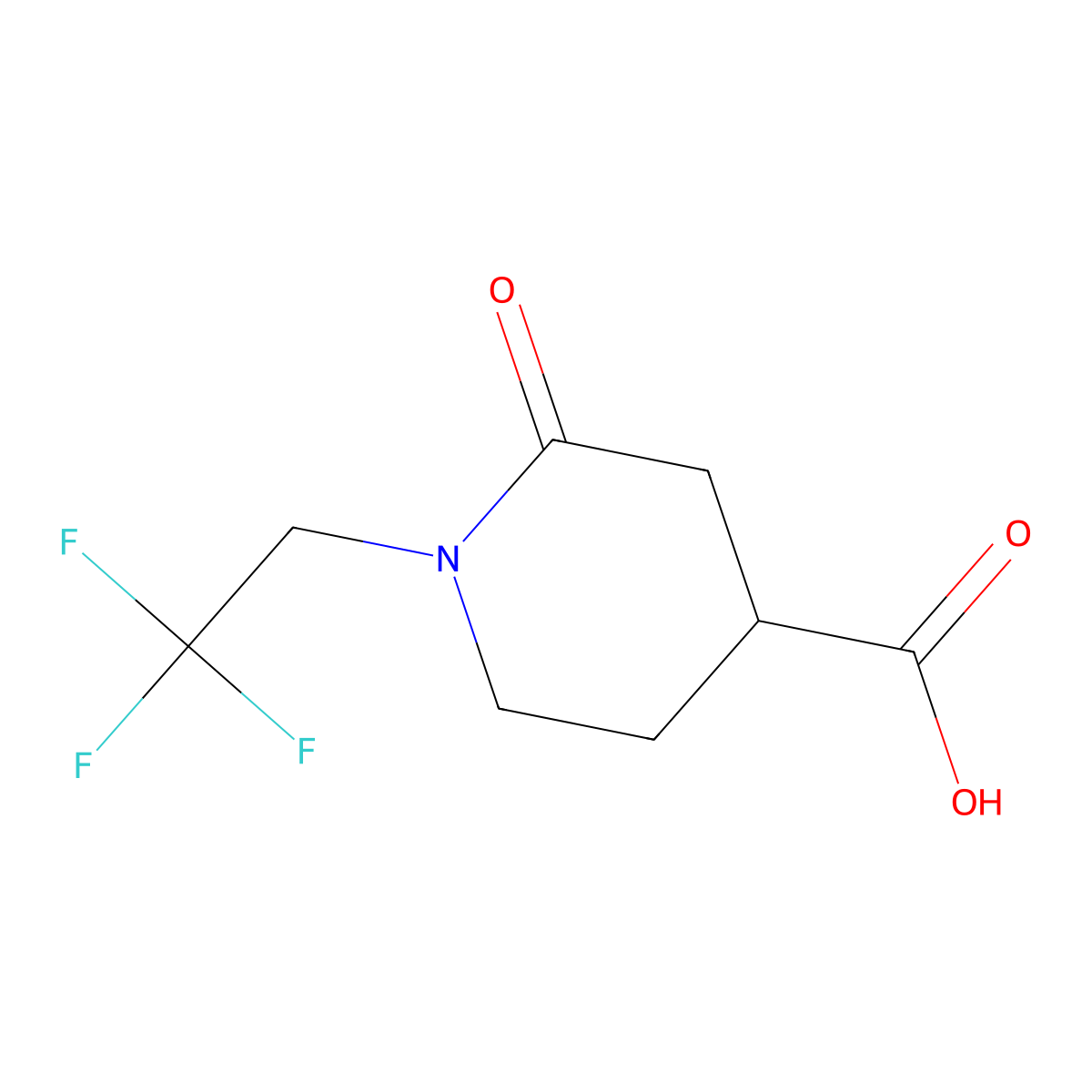 2-Oxo-1-(2,2,2-trifluoroethyl)piperidine-4-carboxylic acid molecular structure, CAS 2230799-17-2