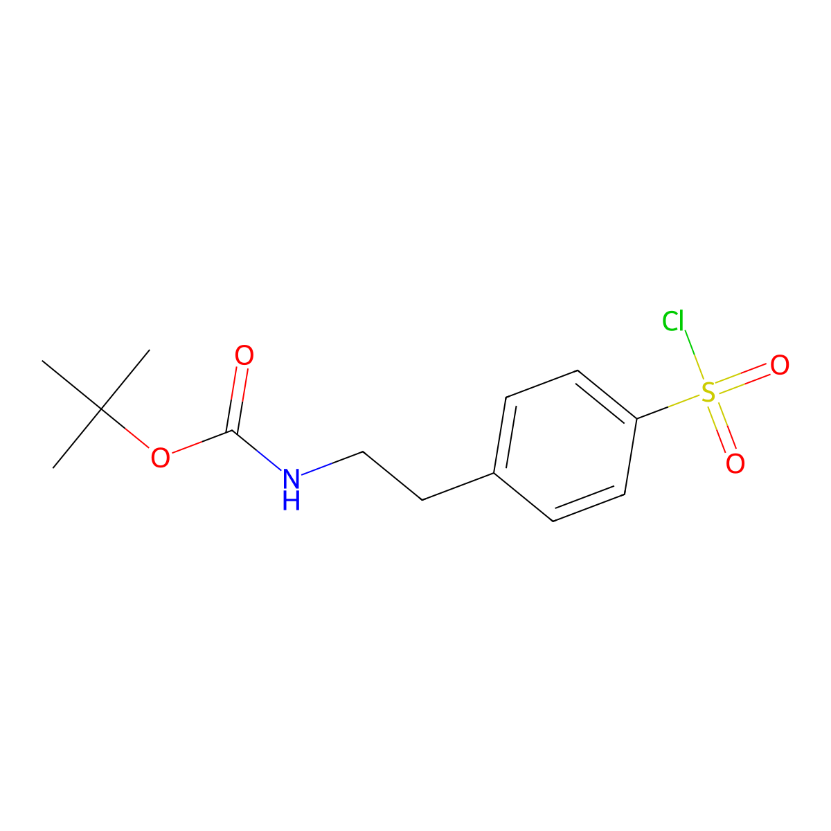 tert-butyl N-{2-[4-(chlorosulfonyl)phenyl]ethyl}carbamate molecular structure, CAS 2230799-25-2