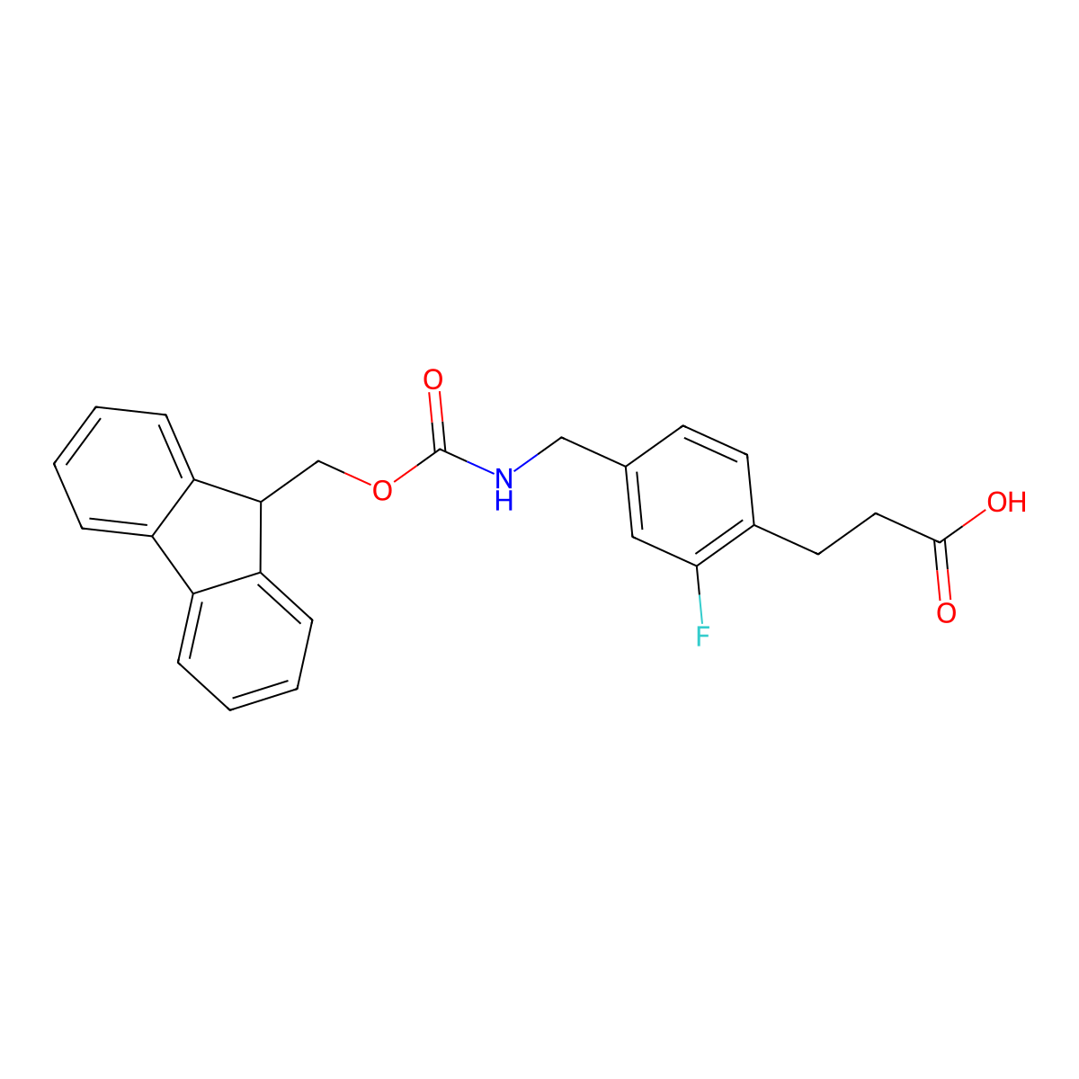 3-{4-[({[(9H-fluoren-9-yl)methoxy]carbonyl}amino)methyl]-2-fluorophenyl}propanoic acid molecular structure, CAS 2230799-27-4