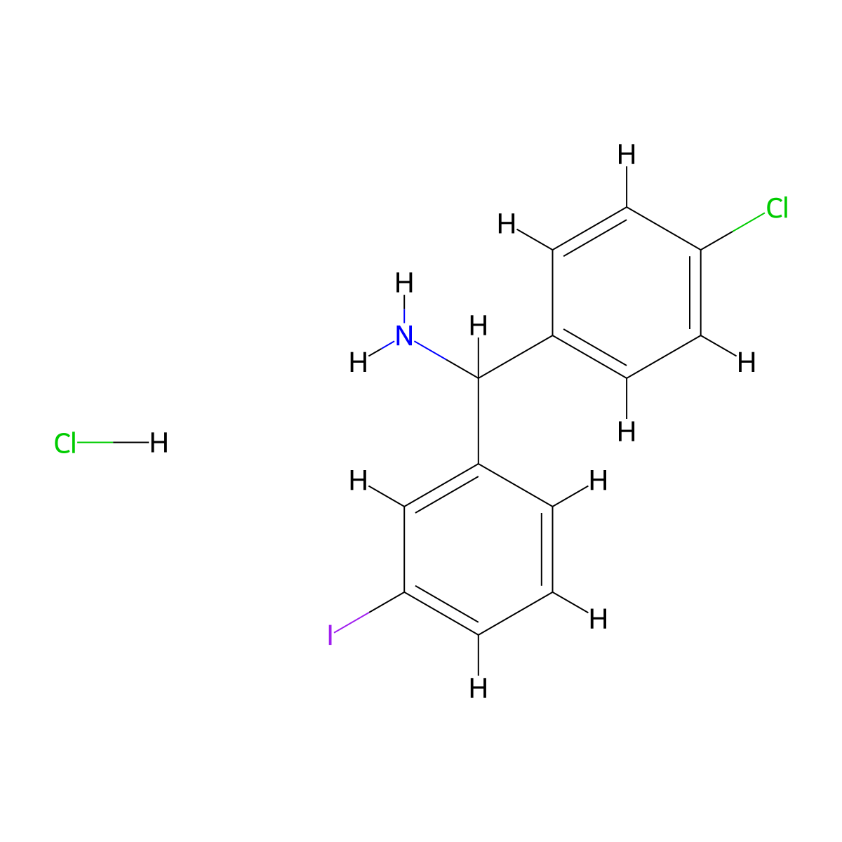 (4-Chlorophenyl)(3-iodophenyl)methanamine hydrochloride molecular structure, CAS 2230799-33-2