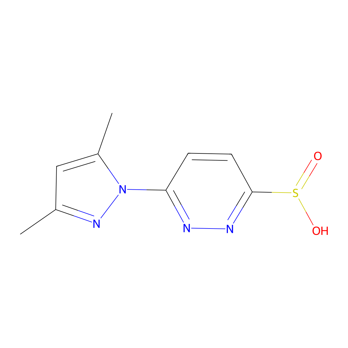 6-(3,5-dimethyl-1H-pyrazol-1-yl)pyridazine-3-sulfinic acid molecular structure, CAS 2230799-41-2