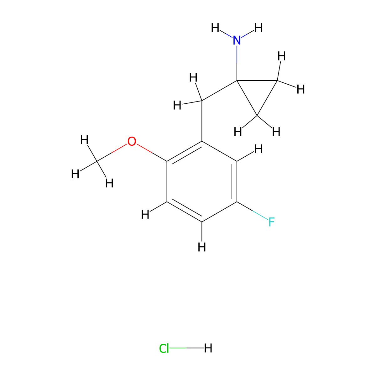 1-((5-Fluoro-2-methoxyphenyl)methyl)cyclopropan-1-amine hydrochloride molecular structure, CAS 2230799-43-4