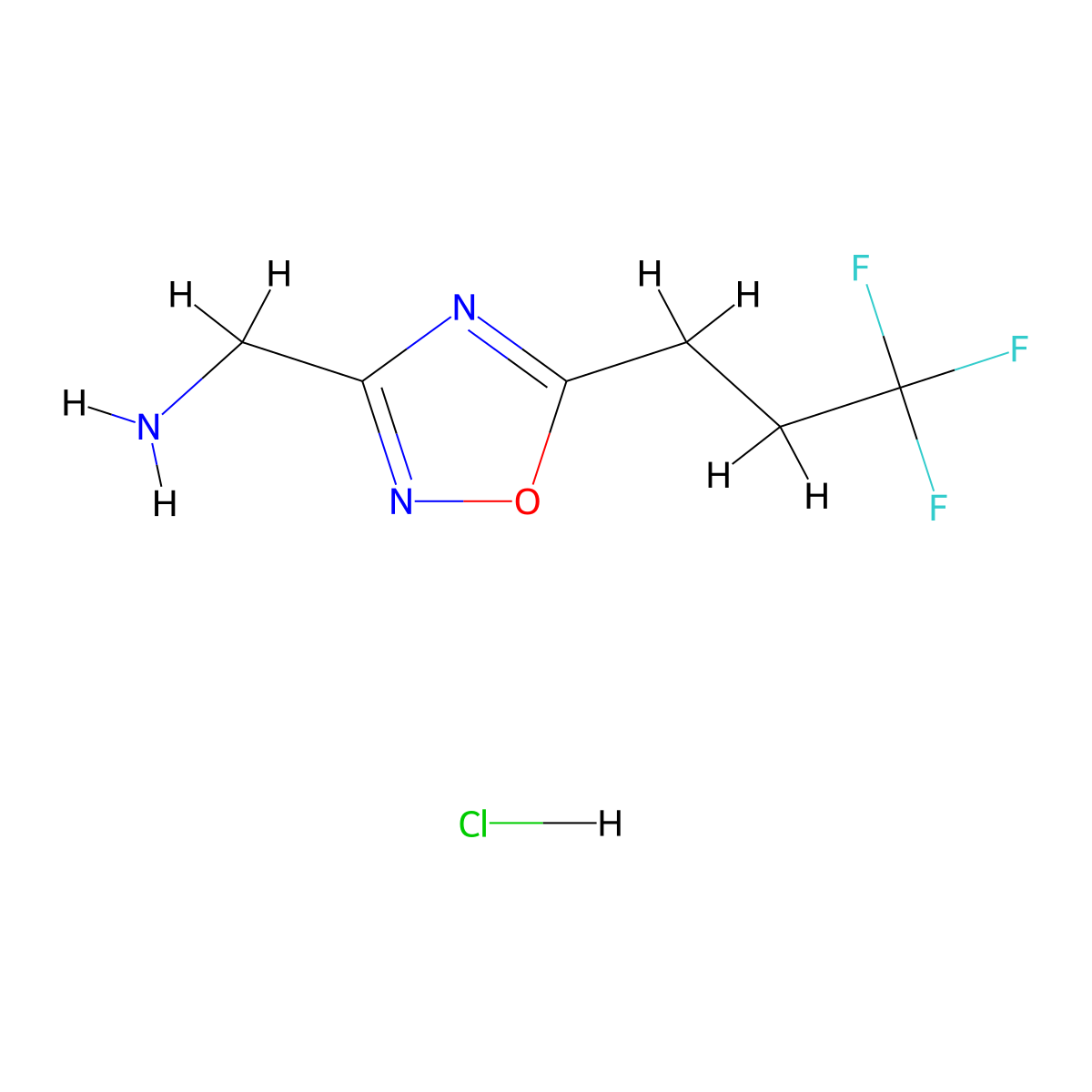 [5-(3,3,3-Trifluoropropyl)-1,2,4-oxadiazol-3-yl]methanamine hydrochloride molecular structure, CAS 2230799-50-3