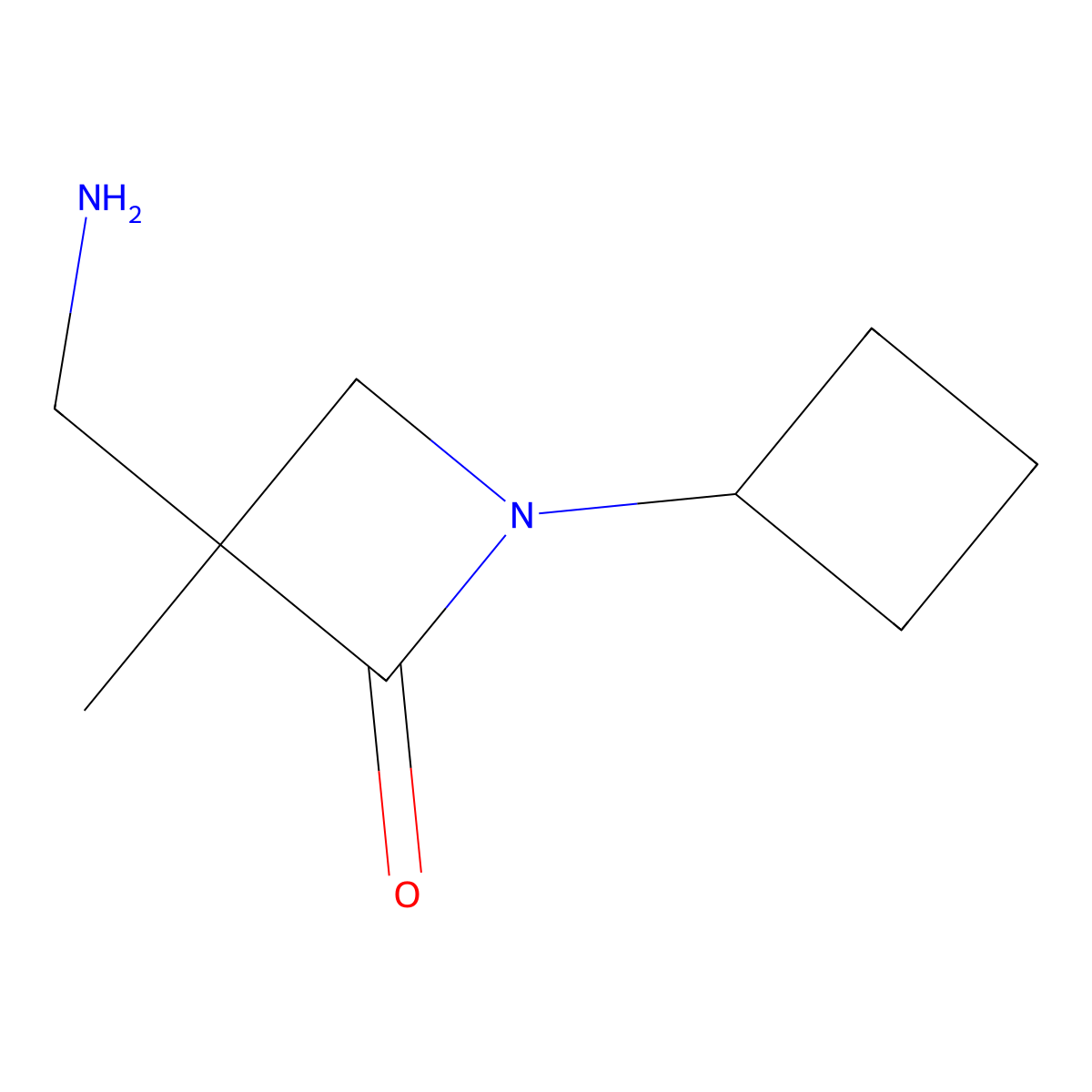 3-(Aminomethyl)-1-cyclobutyl-3-methylazetidin-2-one molecular structure, CAS 2230799-55-8