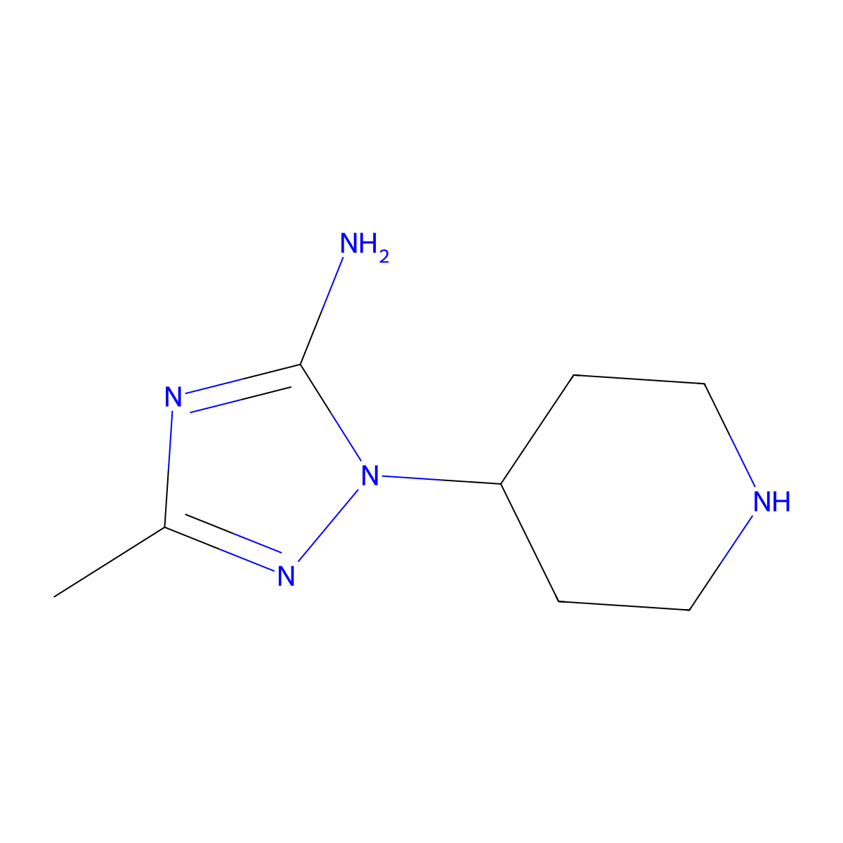 3-methyl-1-(piperidin-4-yl)-1H-1,2,4-triazol-5-amine molecular structure, CAS 2230799-60-5