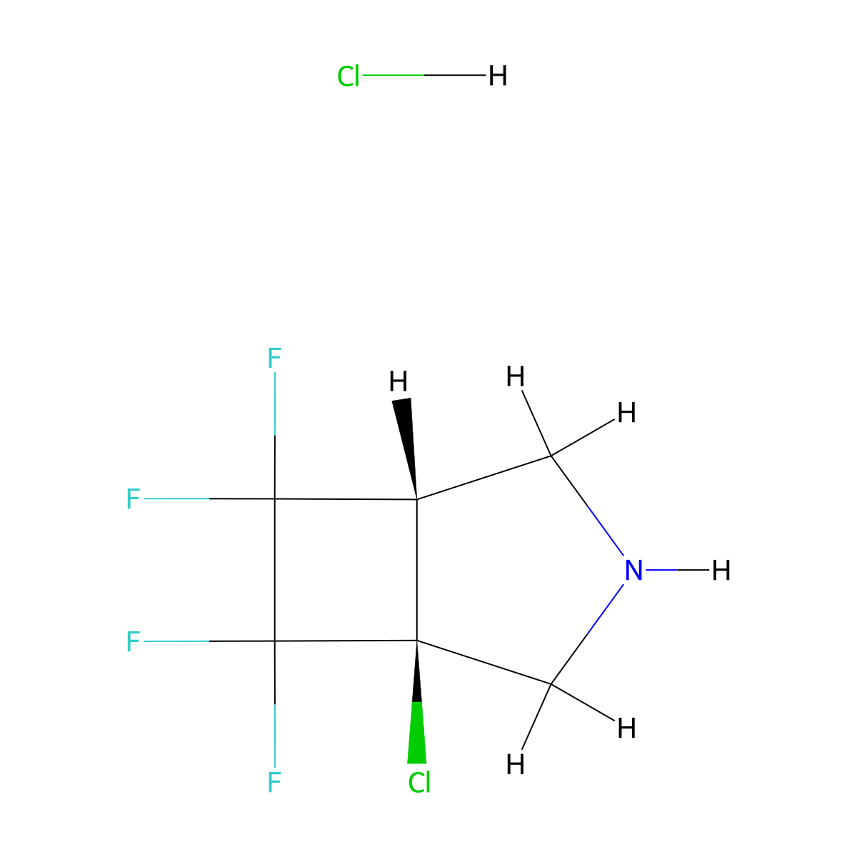 rac-(1R,5R)-1-chloro-6,6,7,7-tetrafluoro-3-azabicyclo[3.2.0]heptane hydrochloride molecular structure, CAS 2230799-62-7