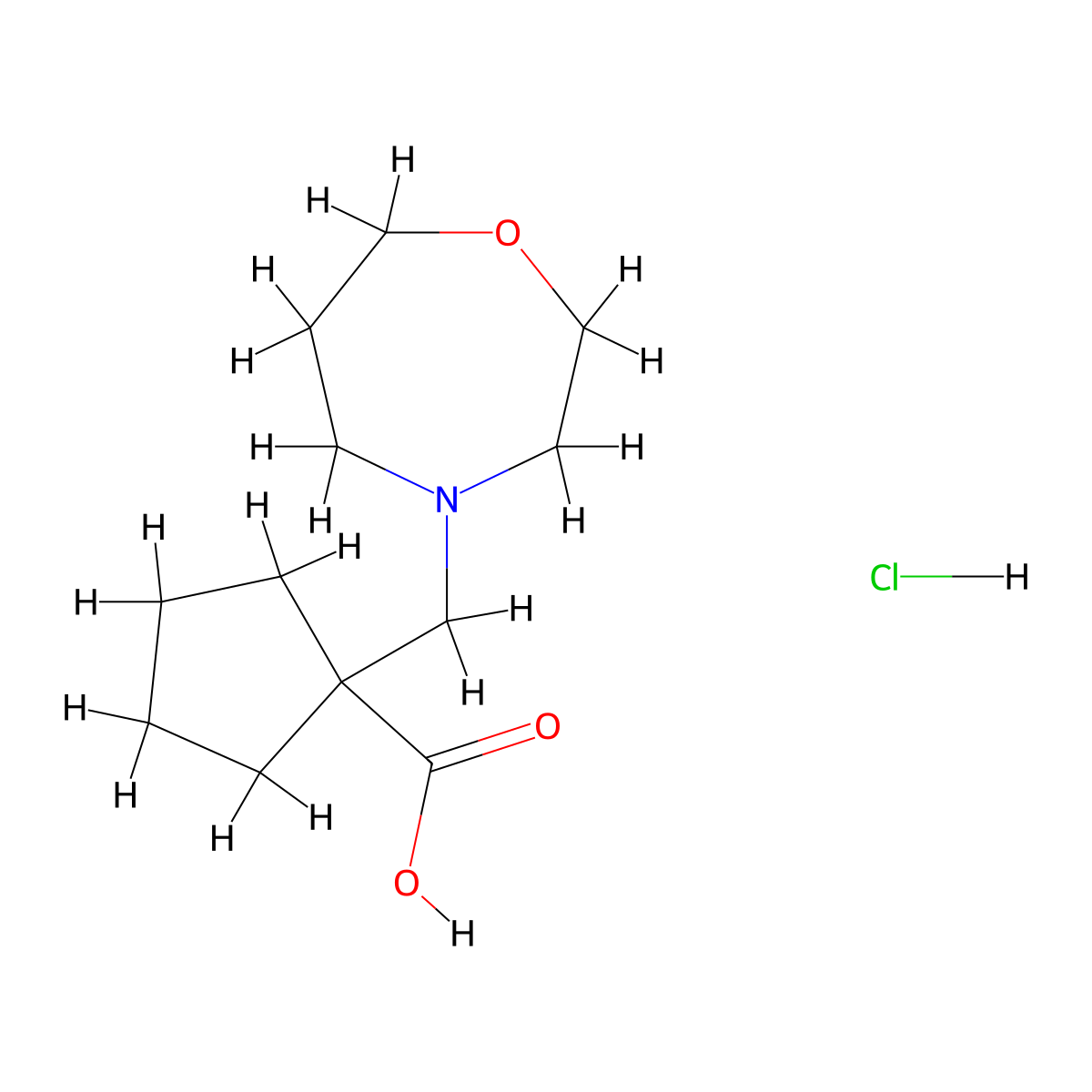 1-[(1,4-Oxazepan-4-yl)methyl]cyclopentane-1-carboxylic acid hydrochloride molecular structure, CAS 2230799-78-5