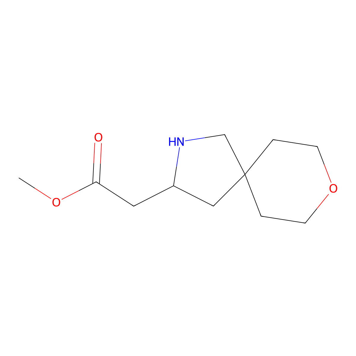 Methyl 2-{8-oxa-2-azaspiro[4.5]decan-3-yl}acetate molecular structure, CAS 2230799-81-0