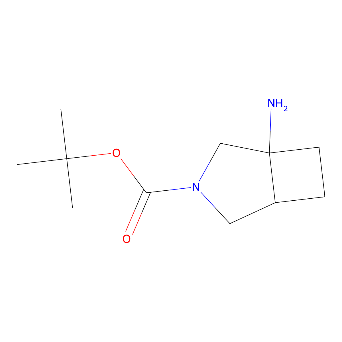 rac-tert-butyl (1R,5S)-1-amino-3-azabicyclo(3.2.0)heptane-3-carboxylate molecular structure, CAS 2230799-86-5