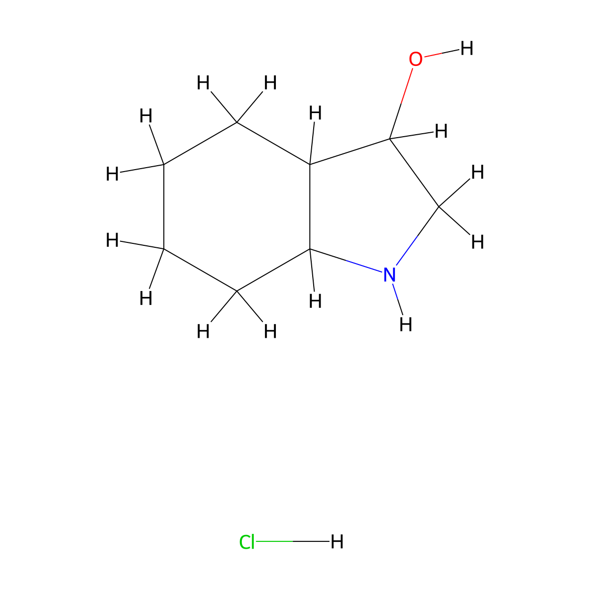 Octahydro-1H-indol-3-ol hydrochloride molecular structure, CAS 2230799-88-7
