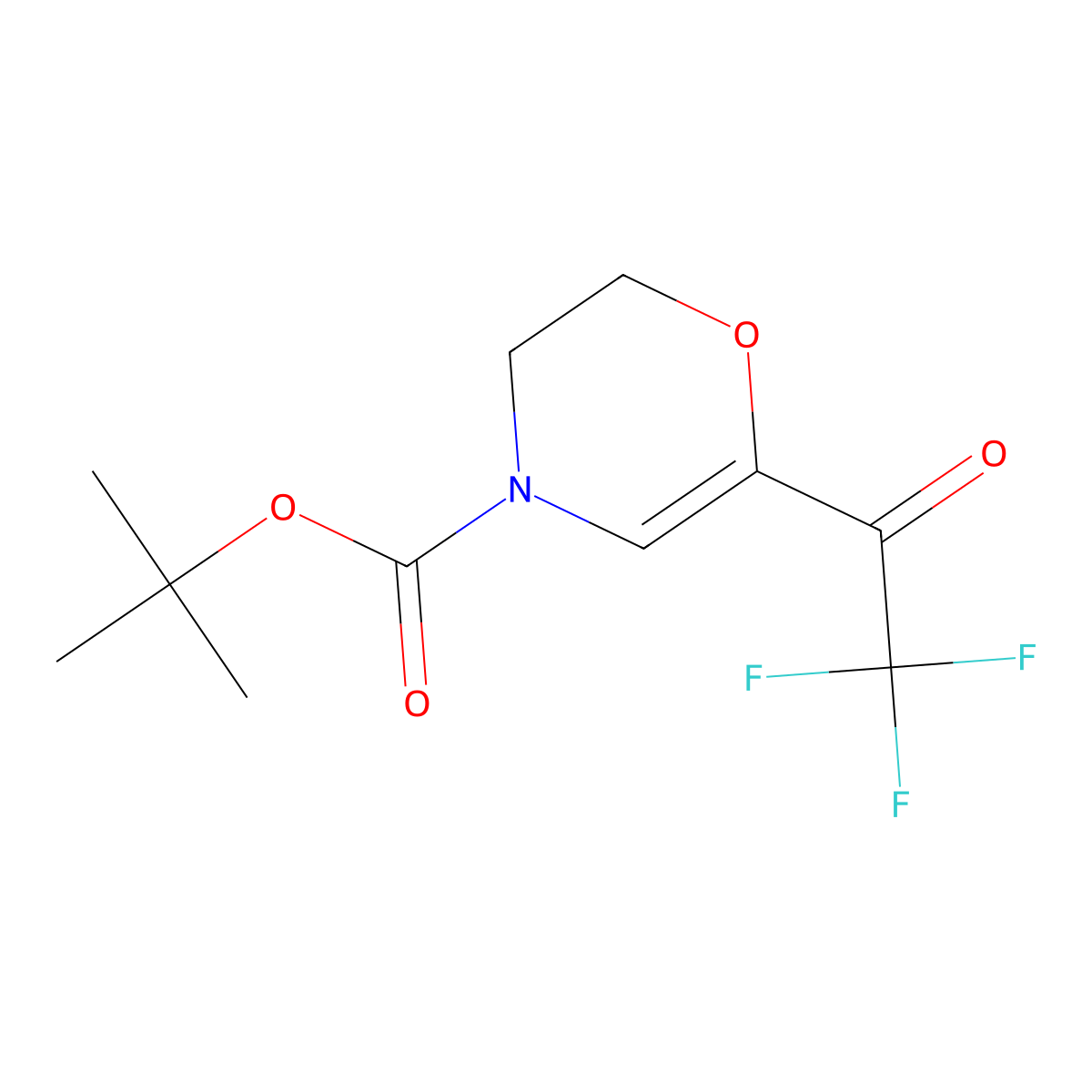 tert-butyl 6-(trifluoroacetyl)-3,4-dihydro-2H-oxazine-4-carboxylate molecular structure, CAS 2230799-91-2