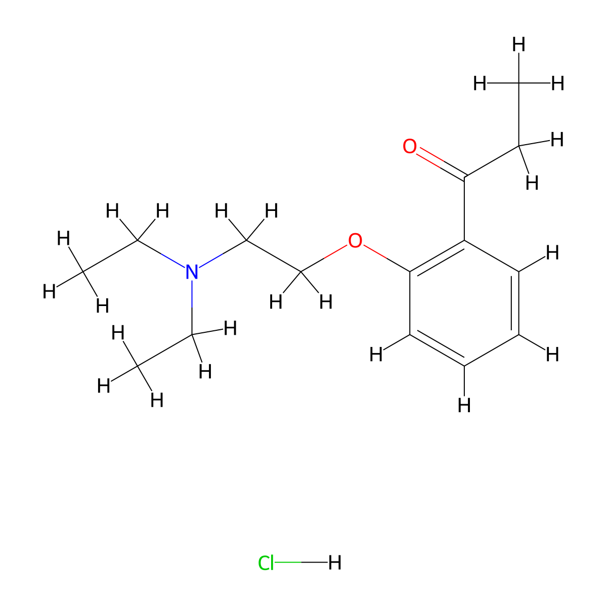 Propiophenone, 2'-(2-(diethylamino)ethoxy)-, hydrochloride molecular structure, CAS 22308-32-3