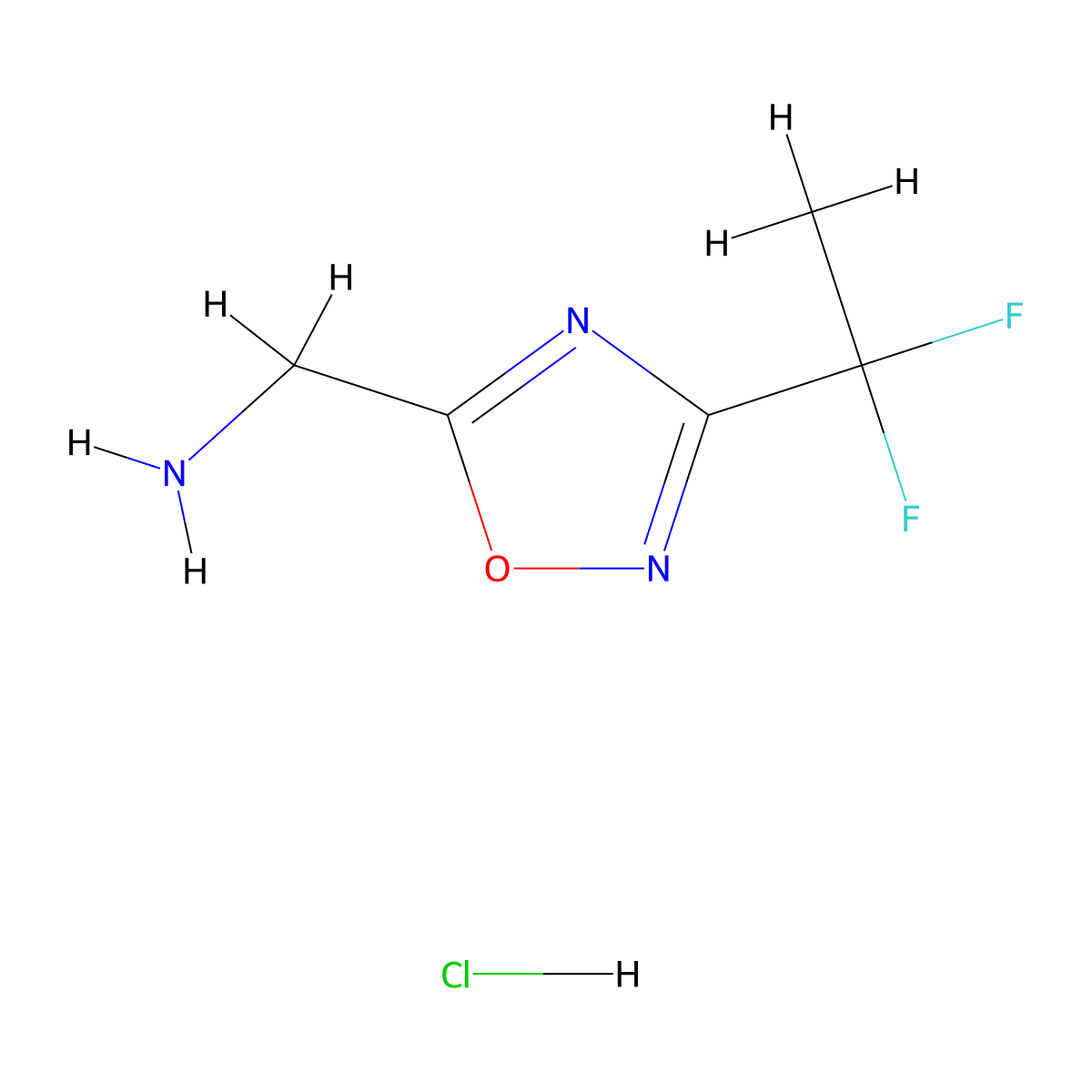 [3-(1,1-Difluoroethyl)-1,2,4-oxadiazol-5-yl]methanamine hydrochloride molecular structure, CAS 2230800-04-9