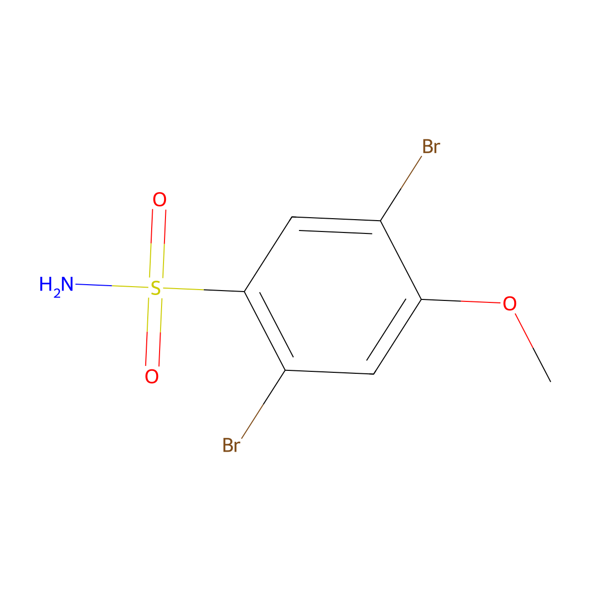 2,5-Dibromo-4-methoxybenzene-1-sulfonamide molecular structure, CAS 2230800-25-4