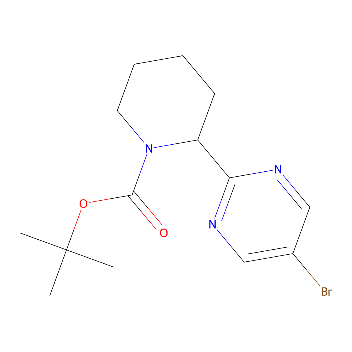 tert-Butyl 2-(5-bromopyrimidin-2-yl)piperidine-1-carboxylate molecular structure, CAS 2230800-28-7