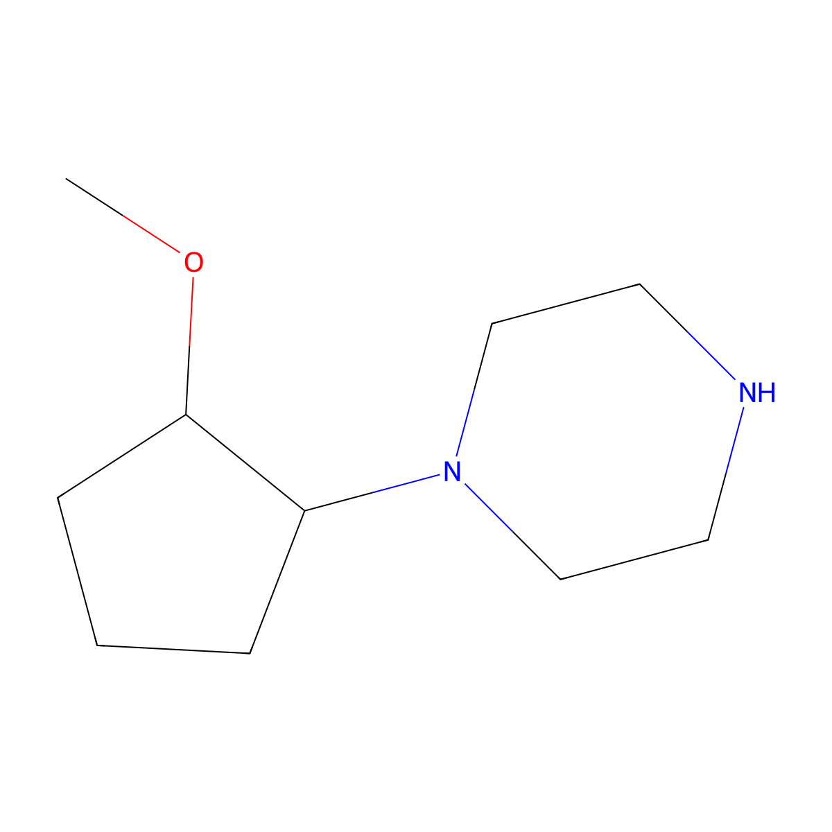 rac-1-[(1R,2R)-2-methoxycyclopentyl]piperazine molecular structure, CAS 2230802-41-0