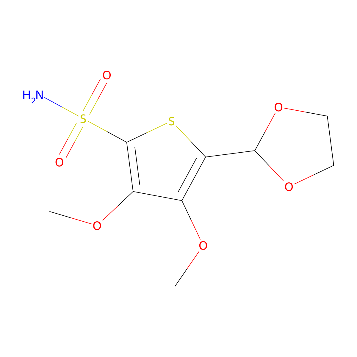 5-(1,3-Dioxolan-2-yl)-3,4-dimethoxythiophene-2-sulfonamide molecular structure, CAS 2230802-46-5