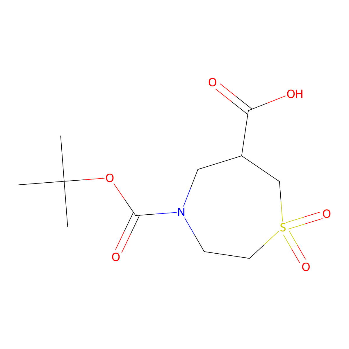 4-[(Tert-butoxy)carbonyl]-1,1-dioxo-1lambda6,4-thiazepane-6-carboxylic acid molecular structure, CAS 2230802-48-7
