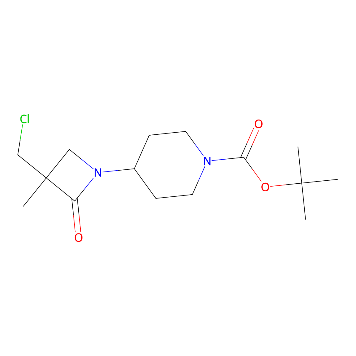 Tert-butyl 4-[3-(chloromethyl)-3-methyl-2-oxoazetidin-1-yl]piperidine-1-carboxylate molecular structure, CAS 2230802-51-2
