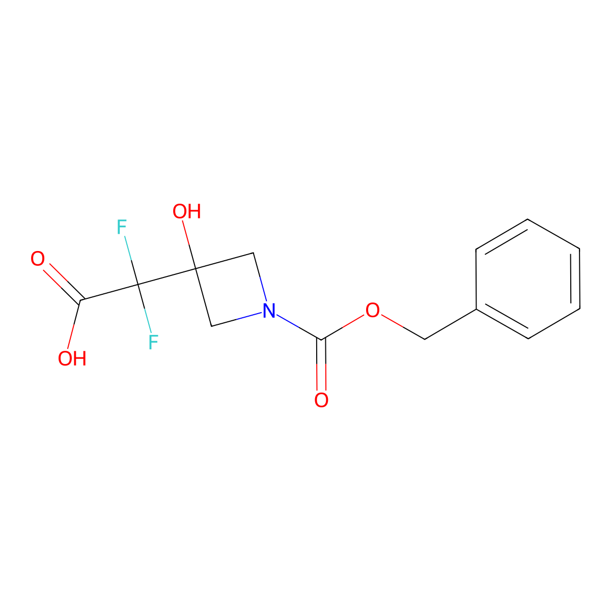 2-{1-[(Benzyloxy)carbonyl]-3-hydroxyazetidin-3-yl}-2,2-difluoroacetic acid molecular structure, CAS 2230802-52-3