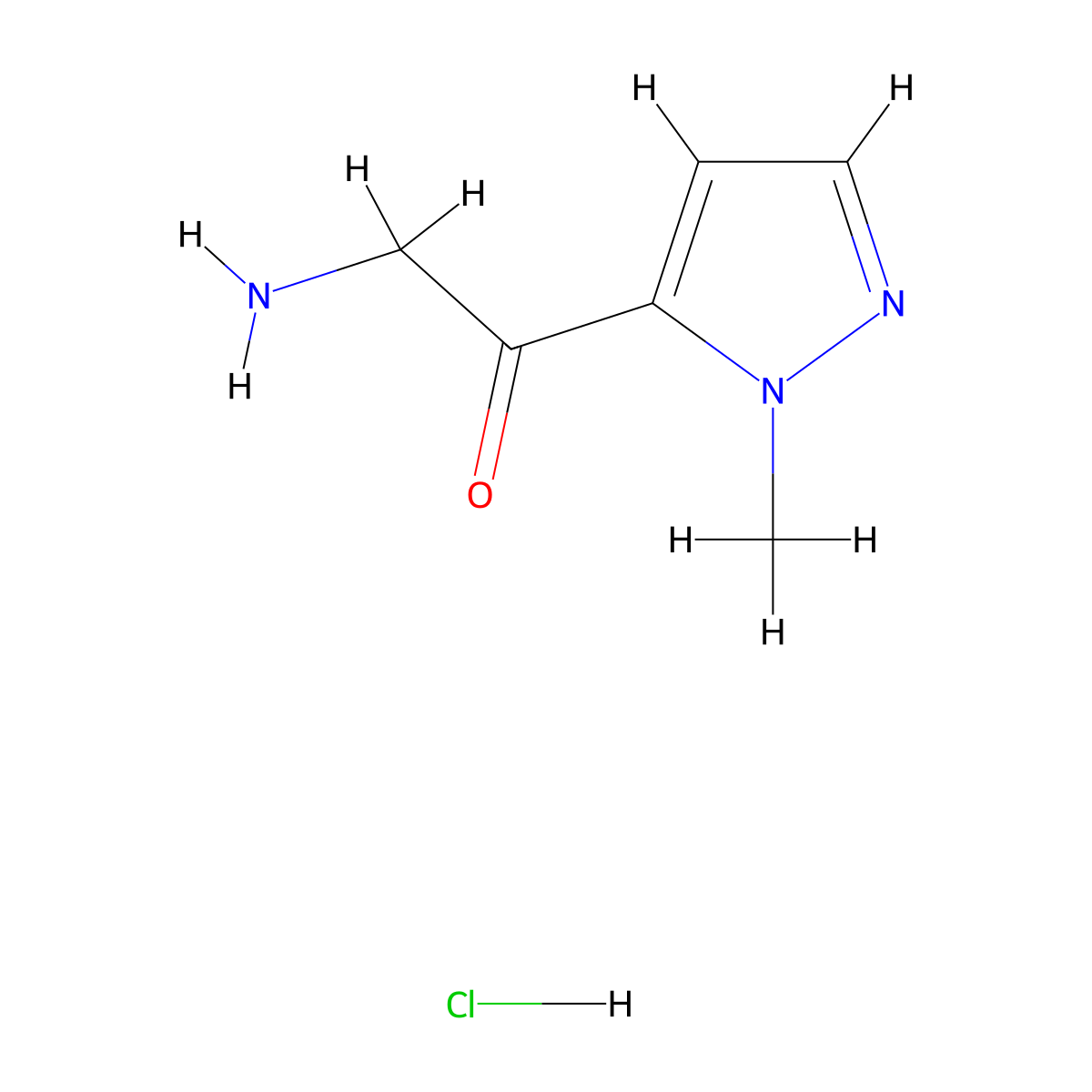 2-amino-1-(1-methyl-1H-pyrazol-5-yl)ethan-1-one hydrochloride molecular structure, CAS 2230802-55-6