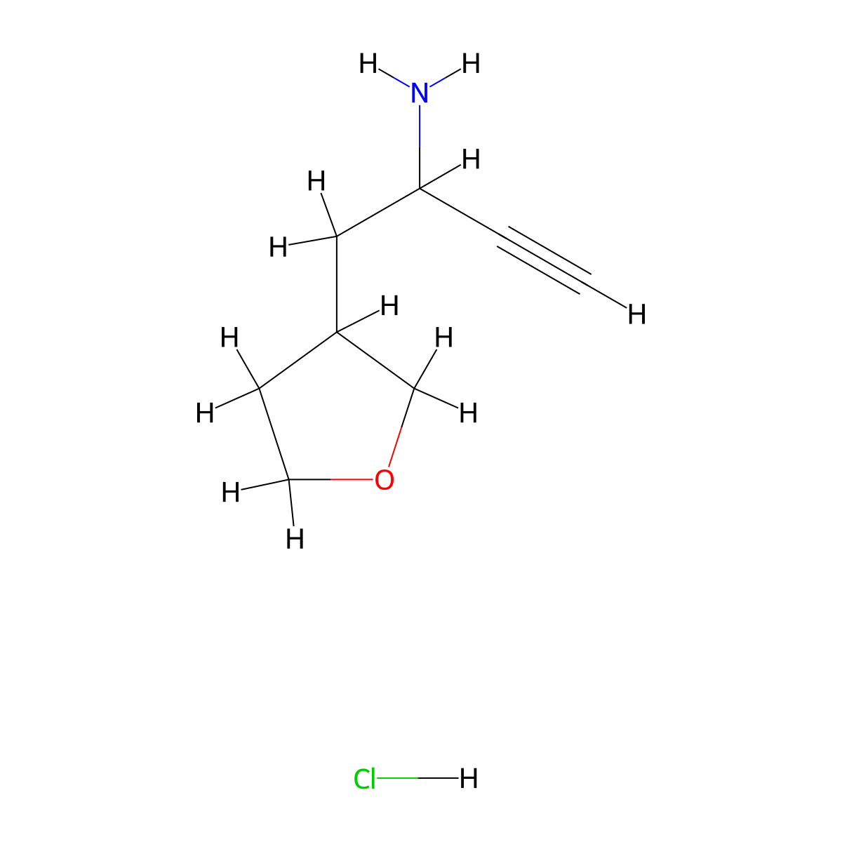 1-(Oxolan-3-yl)but-3-yn-2-amine hydrochloride molecular structure, CAS 2230802-62-5