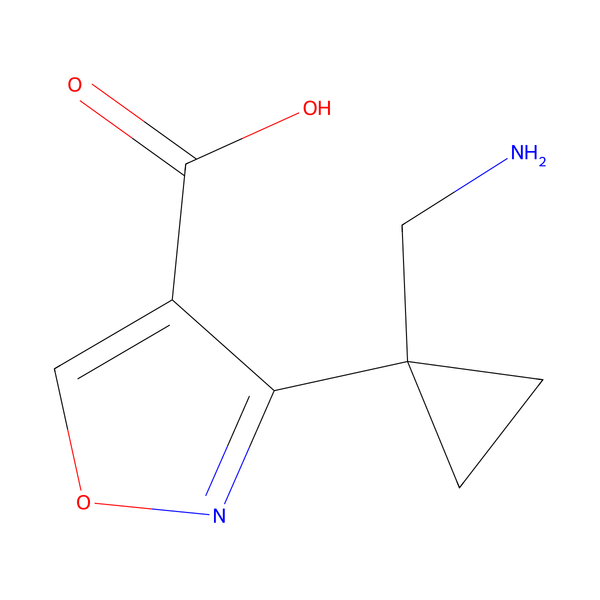 3-[1-(Aminomethyl)cyclopropyl]-1,2-oxazole-4-carboxylic acid molecular structure, CAS 2230802-63-6