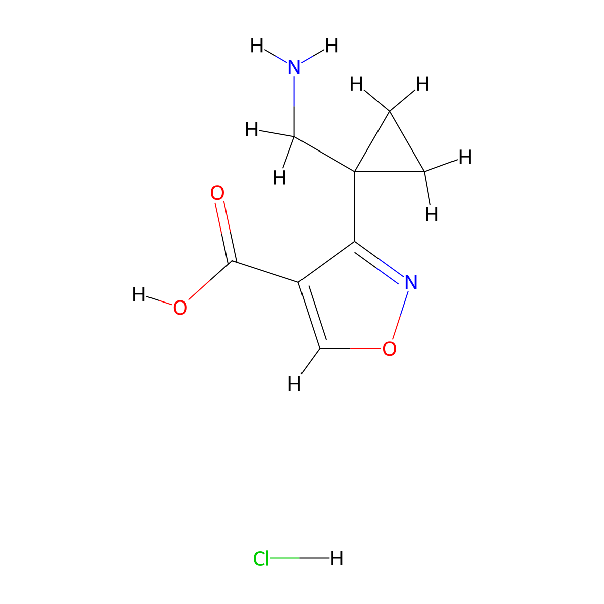 3-[1-(Aminomethyl)cyclopropyl]-1,2-oxazole-4-carboxylic acid hydrochloride molecular structure, CAS 2230802-64-7