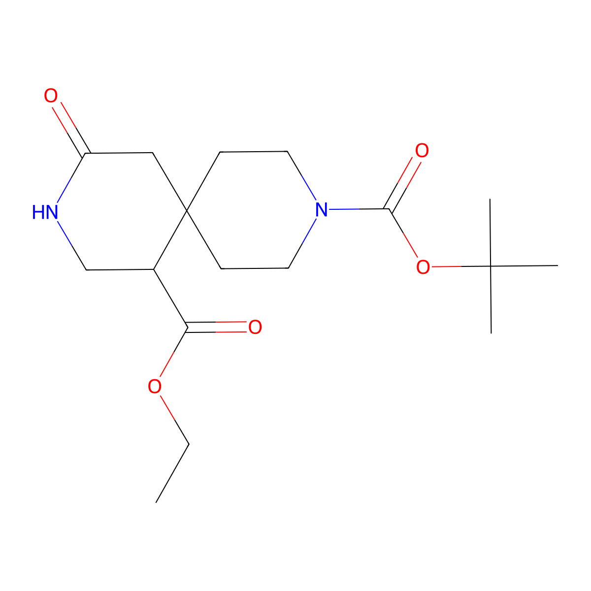 9-Tert-butyl 1-ethyl 4-oxo-3,9-diazaspiro[5.5]undecane-1,9-dicarboxylate molecular structure, CAS 2230802-75-0