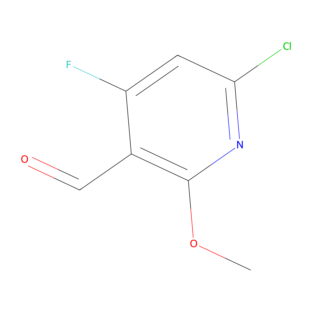 6-Chloro-4-fluoro-2-methoxypyridine-3-carbaldehyde molecular structure, CAS 2230802-84-1