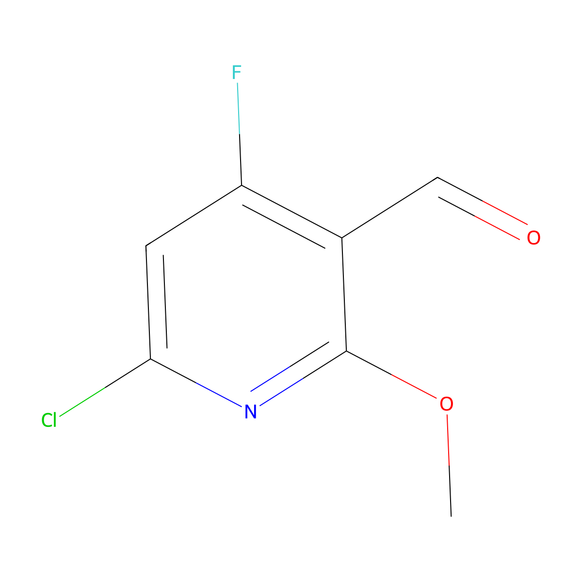 6-Chloro-4-fluoro-2-methoxypyridine-3-carbaldehyde molecular structure, CAS 2230802-84-1