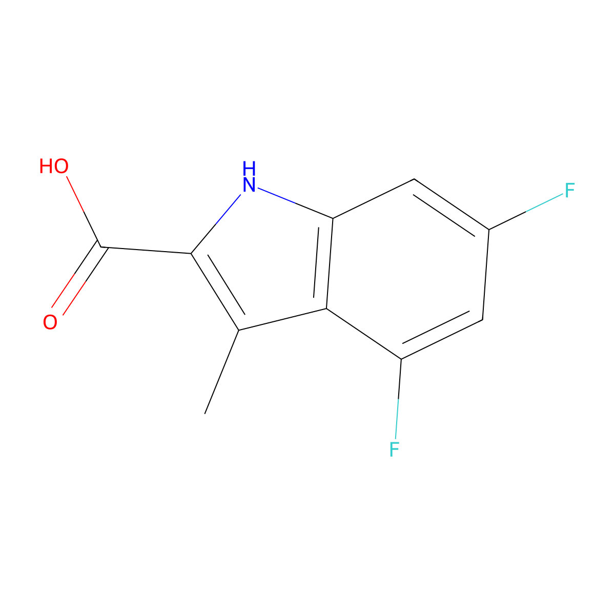4,6-Difluoro-3-methyl-1H-indole-2-carboxylic acid molecular structure, CAS 2230802-88-5