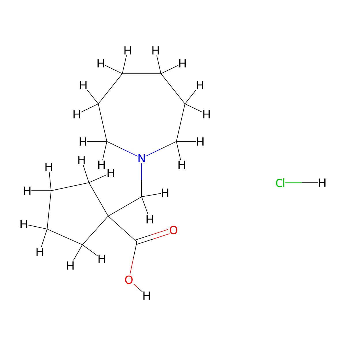 1-[(Azepan-1-yl)methyl]cyclopentane-1-carboxylic acid hydrochloride molecular structure, CAS 2230802-92-1