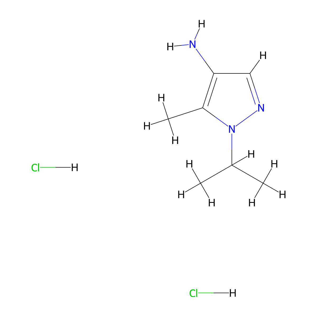 5-methyl-1-(propan-2-yl)-1H-pyrazol-4-amine dihydrochloride molecular structure, CAS 2230802-96-5