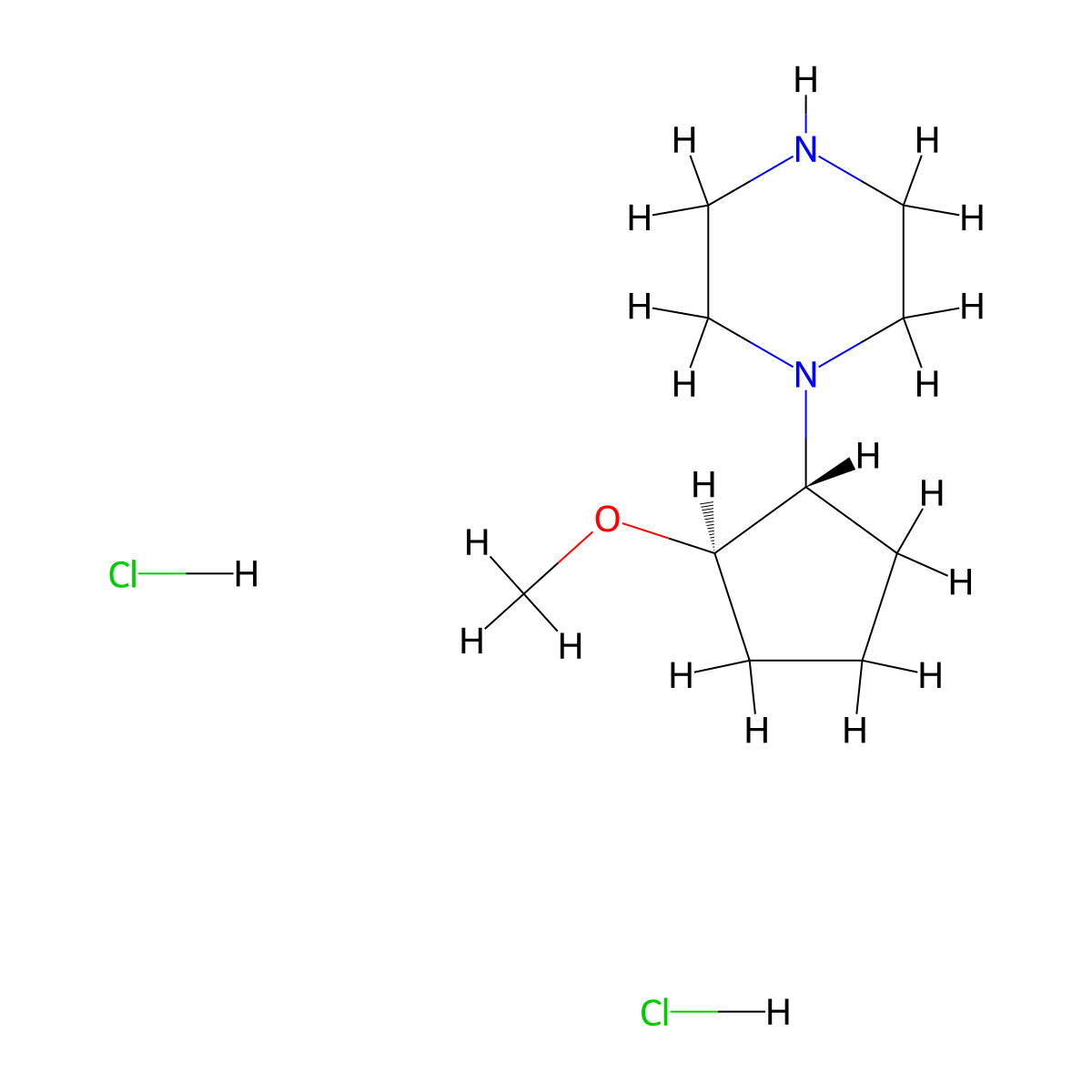 rac-1-((1R,2R)-2-methoxycyclopentyl)piperazine dihydrochloride molecular structure, CAS 2230802-99-8