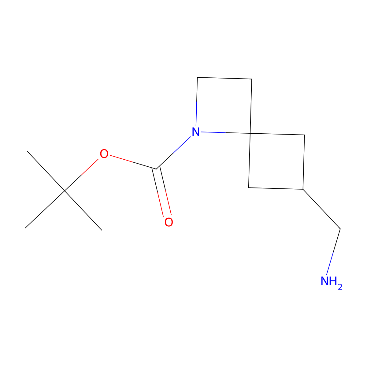 Tert-butyl 6-(aminomethyl)-1-azaspiro(3.3)heptane-1-carboxylate molecular structure, CAS 2230803-05-9