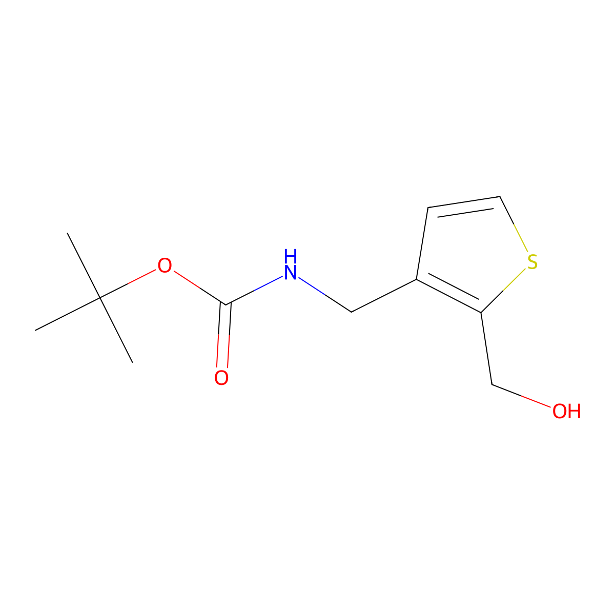 tert-butyl N-{[2-(hydroxymethyl)thiophen-3-yl]methyl}carbamate molecular structure, CAS 2230803-12-8