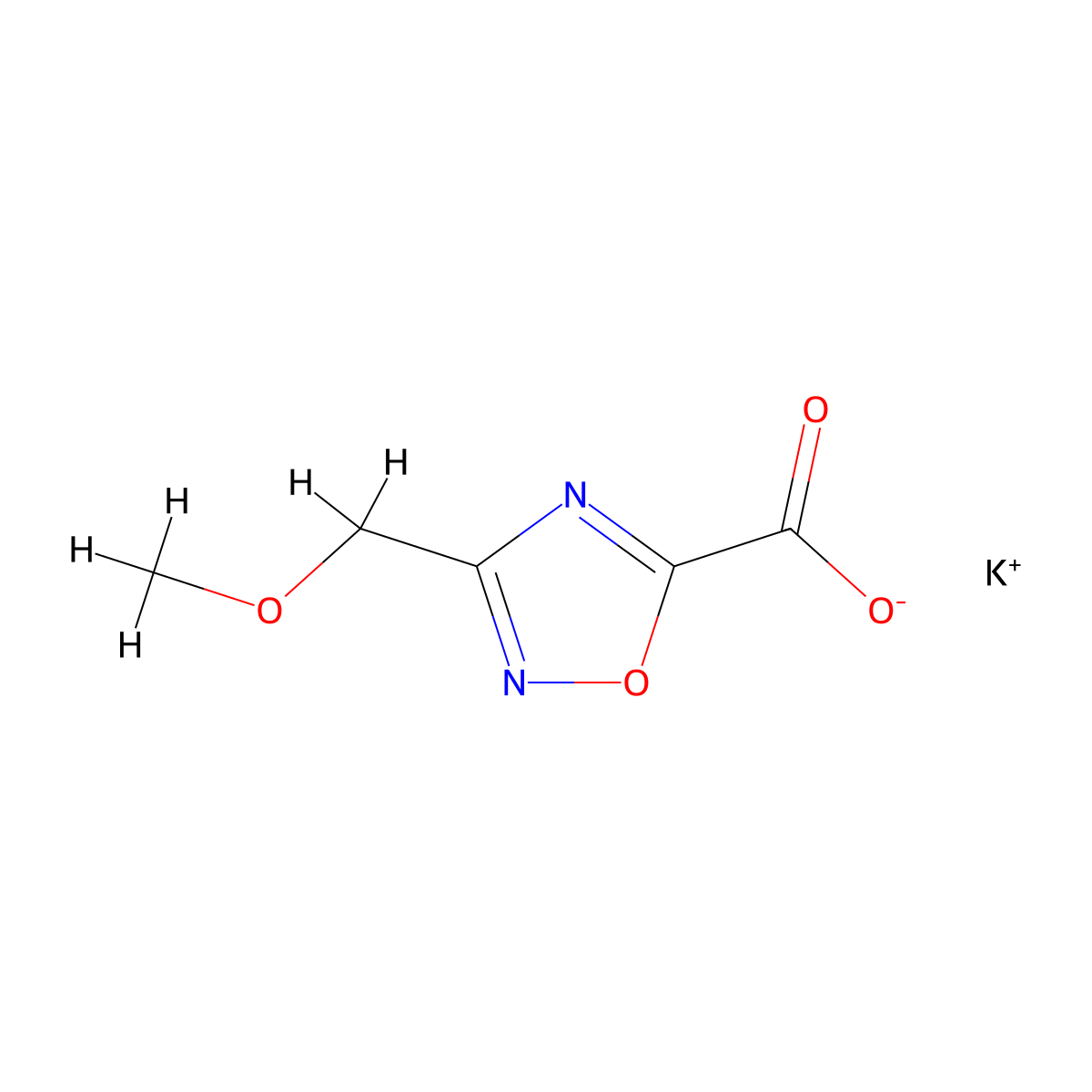 Potassium 3-(methoxymethyl)-1,2,4-oxadiazole-5-carboxylate molecular structure, CAS 2230803-18-4