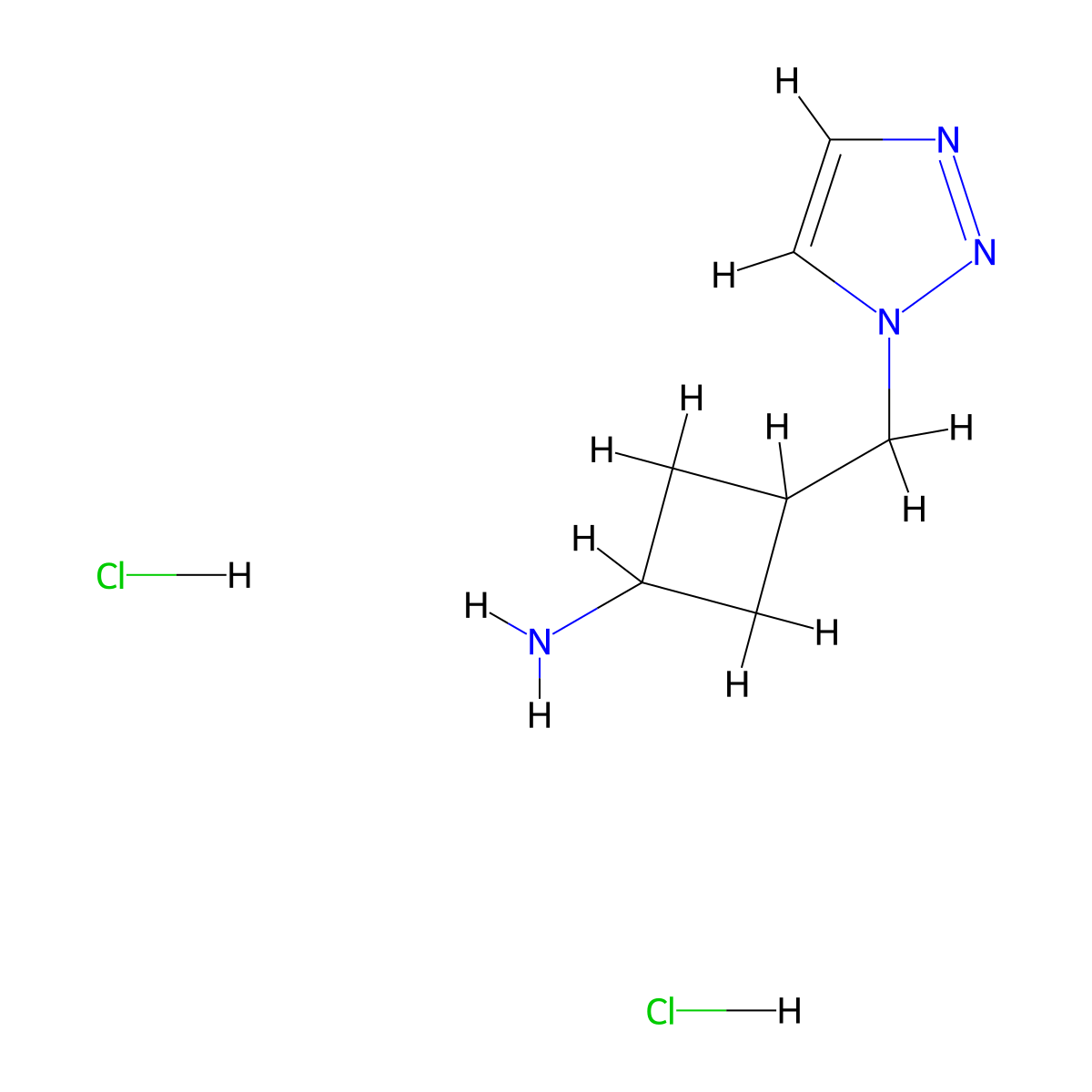 3-((1H-1,2,3-triazol-1-yl)methyl)cyclobutan-1-amine dihydrochloride molecular structure, CAS 2230803-24-2