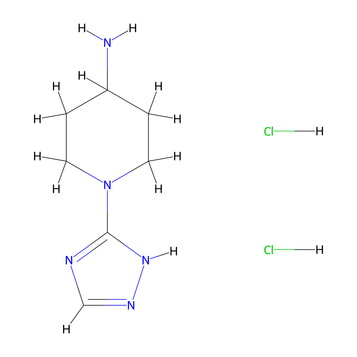 1-(1H-1,2,4-triazol-3-yl)piperidin-4-amine dihydrochloride molecular structure, CAS 2230803-29-7