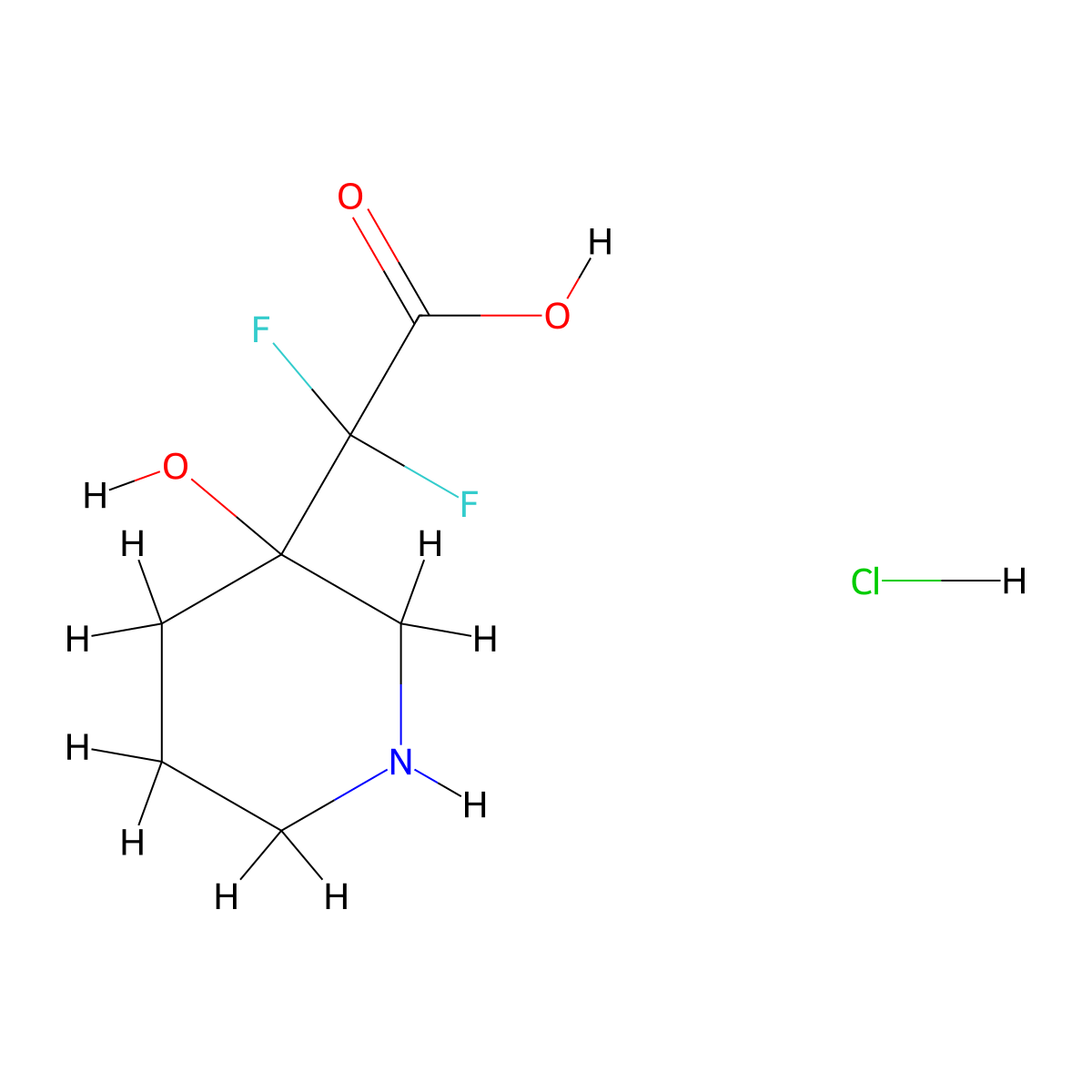 2,2-Difluoro-2-(3-hydroxypiperidin-3-yl)acetic acid hydrochloride molecular structure, CAS 2230803-42-4
