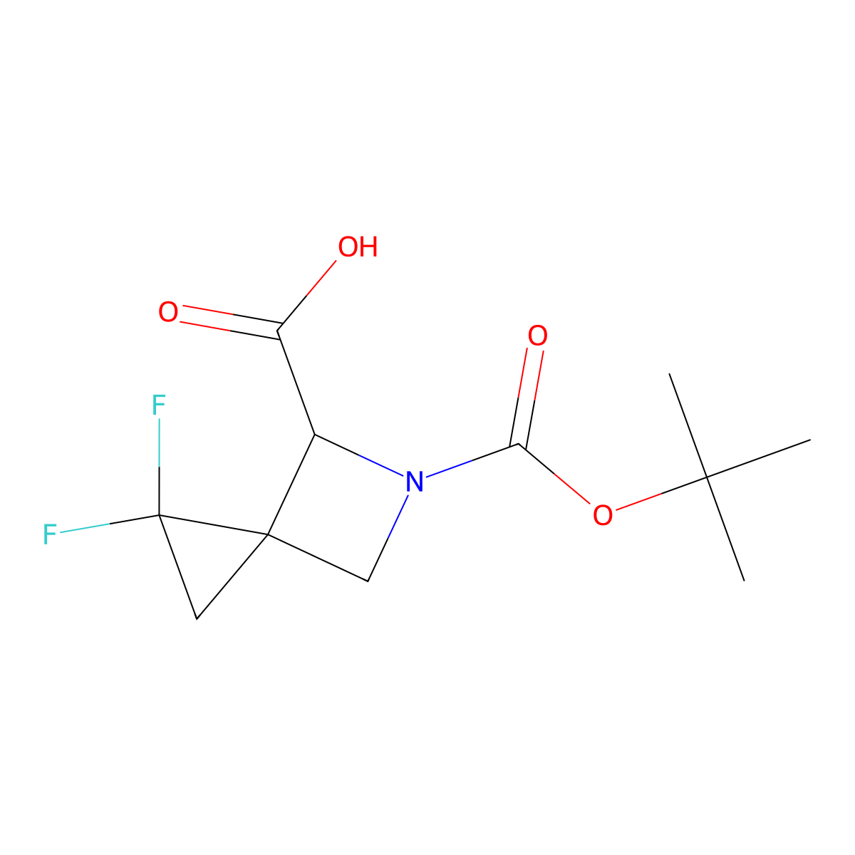 5-((Tert-butoxy)carbonyl)-1,1-difluoro-5-azaspiro(2.3)hexane-4-carboxylic acid molecular structure, CAS 2230803-43-5