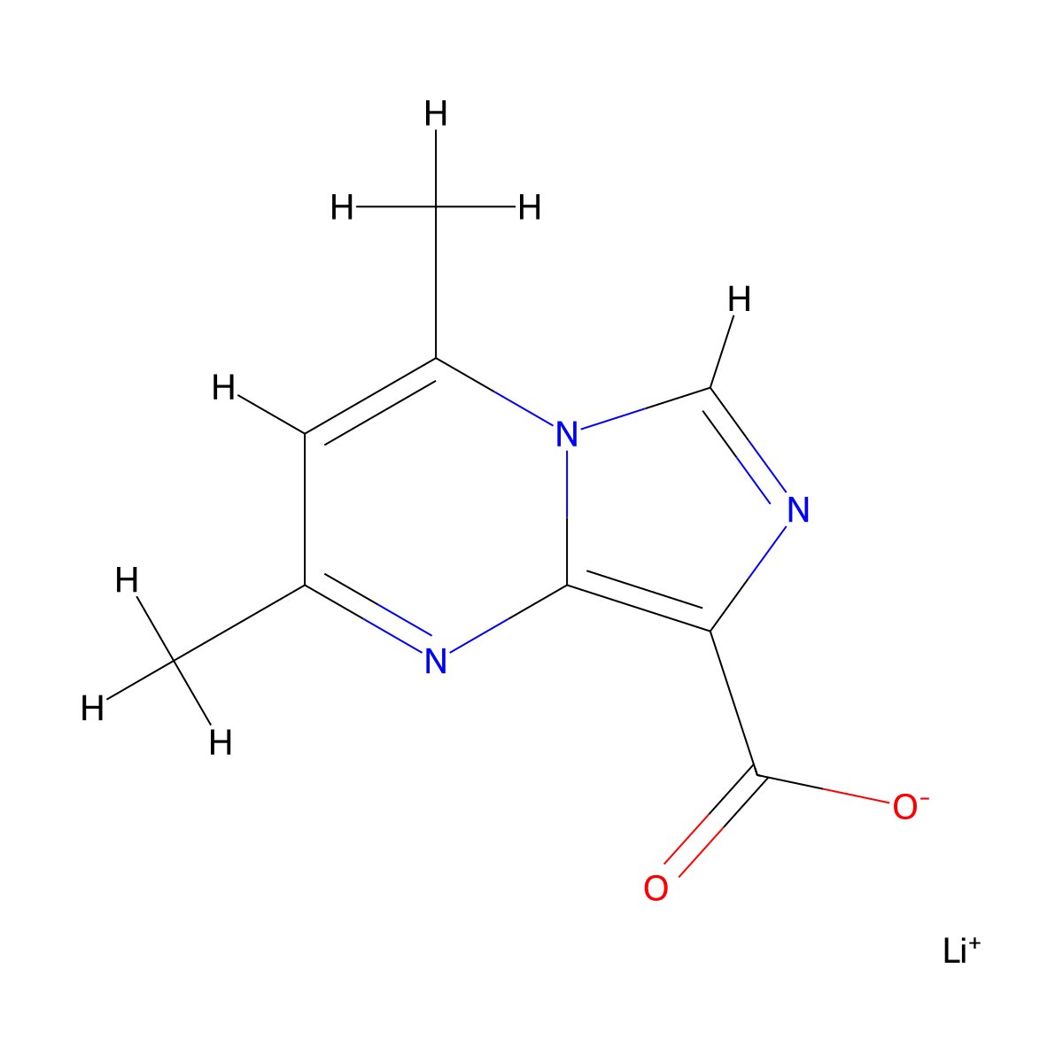 Lithium(1+) ion 2,4-dimethylimidazo(1,5-a)pyrimidine-8-carboxylate molecular structure, CAS 2230803-44-6