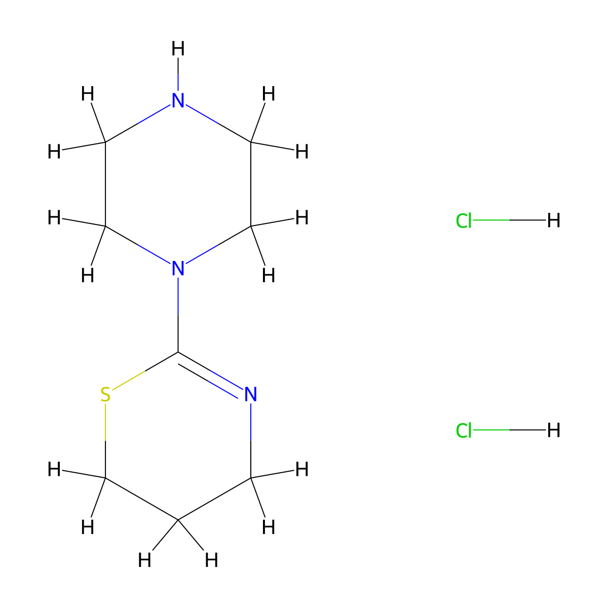 2-(Piperazin-1-yl)-5,6-dihydro-4H-1,3-thiazine dihydrochloride molecular structure, CAS 2230803-51-5