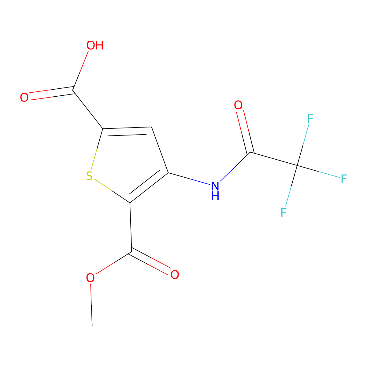 5-(Methoxycarbonyl)-4-(trifluoroacetamido)thiophene-2-carboxylic acid molecular structure, CAS 2230803-52-6