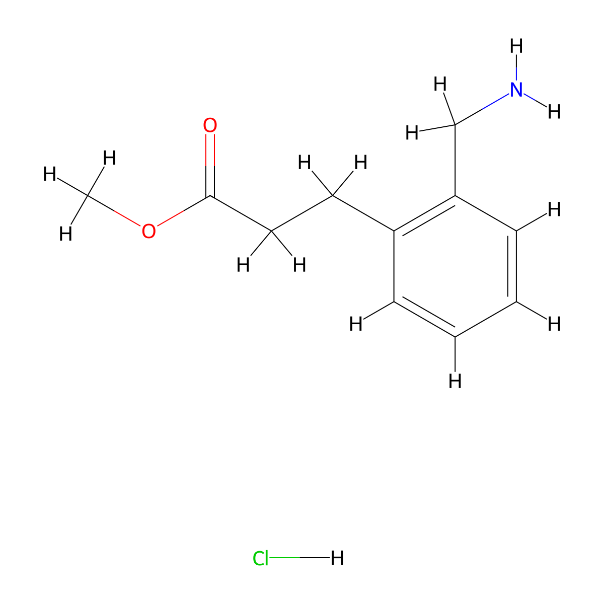Methyl 3-[2-(aminomethyl)phenyl]propanoate hydrochloride molecular structure, CAS 2230803-54-8