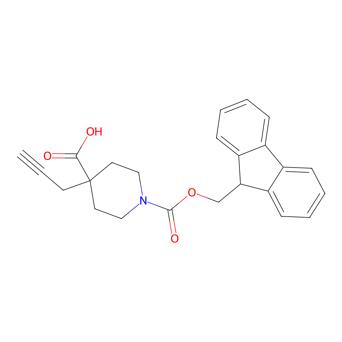 1-{[(9H-fluoren-9-yl)methoxy]carbonyl}-4-(prop-2-yn-1-yl)piperidine-4-carboxylic acid molecular structure, CAS 2230803-55-9