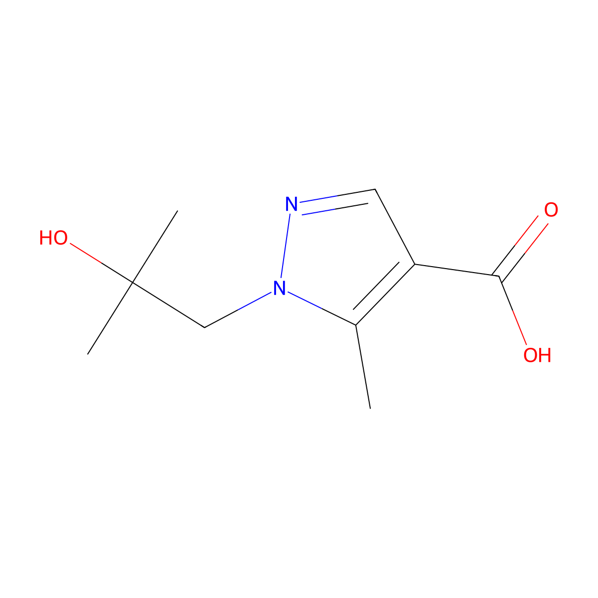 1-(2-Hydroxy-2-methylpropyl)-5-methyl-1H-pyrazole-4-carboxylic acid molecular structure, CAS 2230803-63-9