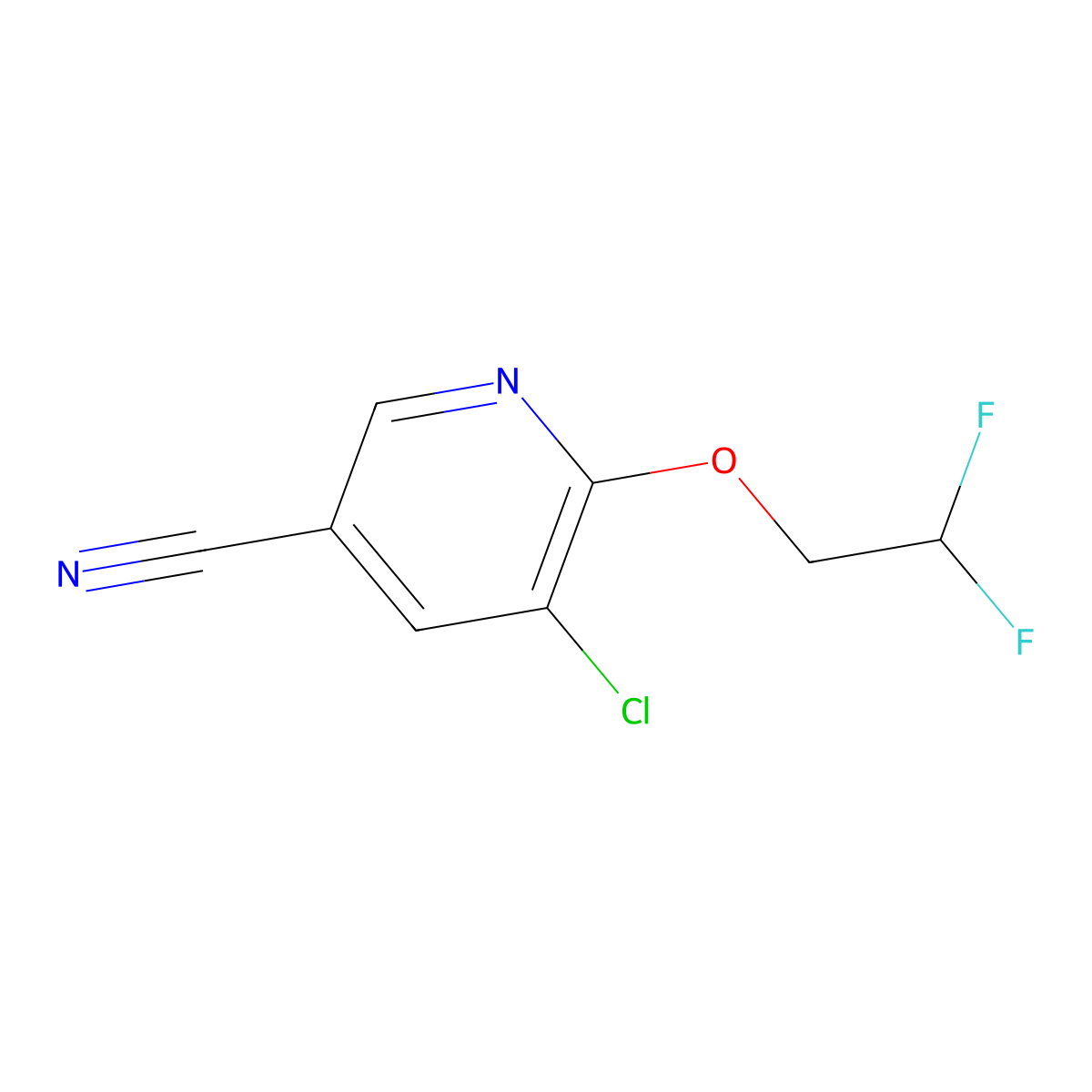 5-Chloro-6-(2,2-difluoroethoxy)pyridine-3-carbonitrile molecular structure, CAS 2230803-68-4