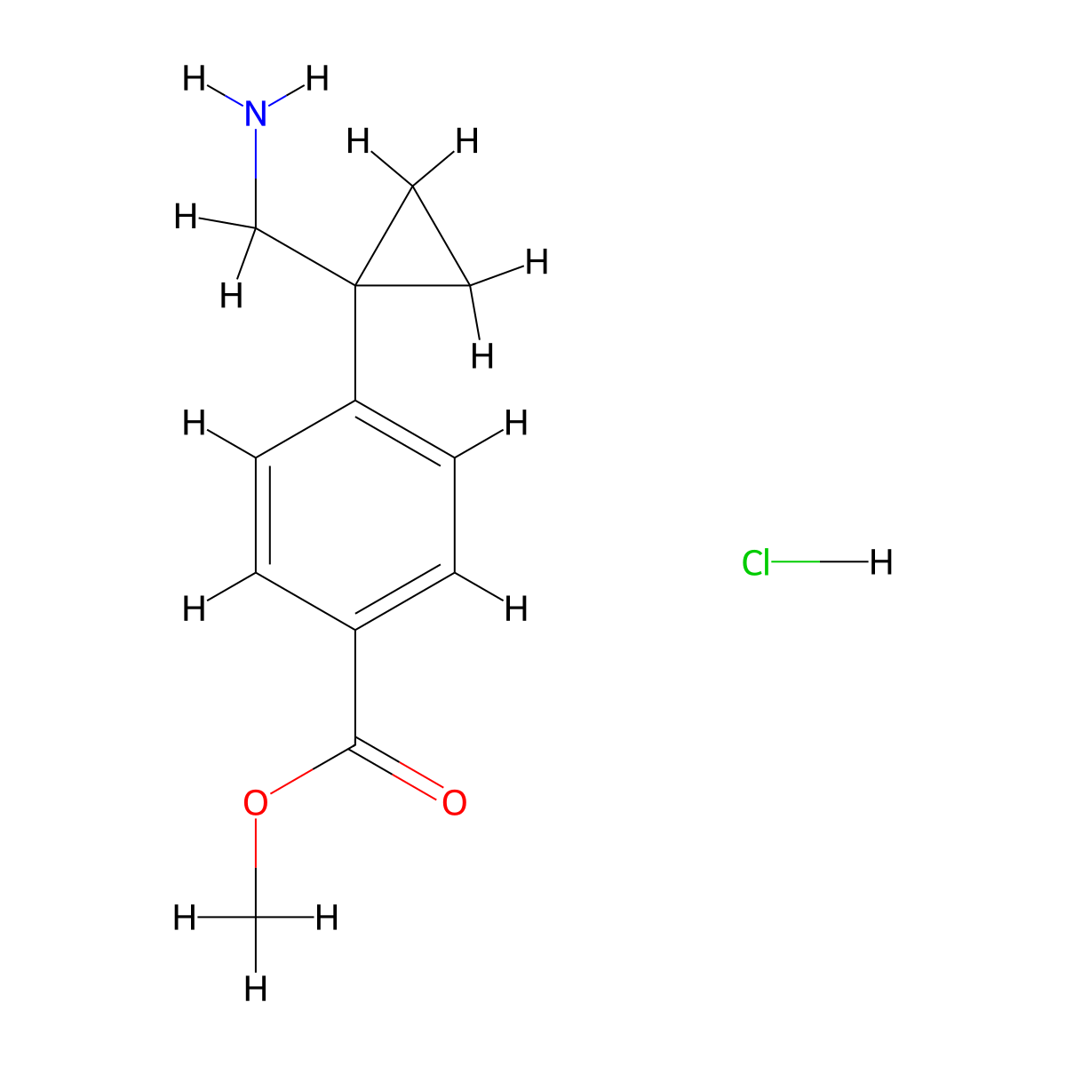 Methyl 4-[1-(aminomethyl)cyclopropyl]benzoate hydrochloride molecular structure, CAS 2230803-71-9